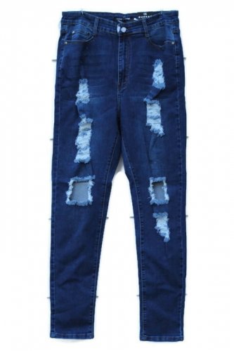 Fashion Nova Blue Women's Say Yes to Distress Dark Denim Jeans Size 1X  016