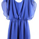 dina be Blue Women's Mini Dress Elastic Waist Short Sleeve Lined Small 059