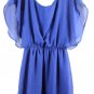 dina be Blue Women's Mini Dress Elastic Waist Short Sleeve Lined Small 059