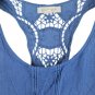 Mis Daisy Blue Women's Top Blouse High Low Pullover Sleeveless Large 017