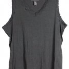 Venezia Black Women's Ribbed Tank Top Lace Trim Pullover 18/20 023