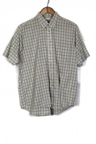 The Men's Store Multicolor Plaid Check Men's Dress Shirt Short Sleeve Large 014