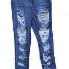 Fashion Nova Medium Wash Women's No Sensor Distressed Denim Jeans Size 7    014
