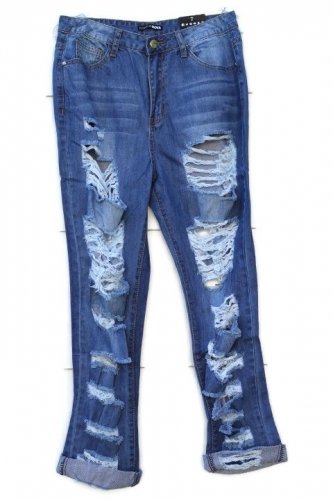 Fashion Nova Medium Wash Women's No Sensor Distressed Denim Jeans Size 7    014