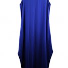 Annrabees Women's Blue Sleeveless Maxi Dress Casual Beach Sundress Loose Fit M