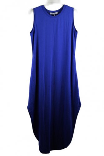 Annrabees Women's Blue Sleeveless Maxi Dress Casual Beach Sundress Loose Fit M