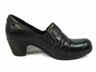 Michel M. Cherry Women's Clogs Pumps Buckle Low Heels Black Leather Size 9M