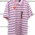 St John's Bay Men's Polo Shirt Short Sleeve Pink Stripe Short Sleeve XXL   001
