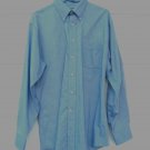 Land's End Men's Trim Fit Blue Long Sleeve Shirt Button Down Cotton Blend 013
