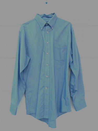 Land's End Men's Trim Fit Blue Long Sleeve Shirt Button Down Cotton Blend 013