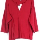 Dressbarn Red Women's Pullover Long Sleeve Shirt V Neck Size 18/20 040