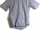 615 Wrinkle Free Men's Blue White Striped Dress Shirt Short Sleeve Button Down M