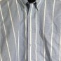 615 Wrinkle Free Men's Blue White Striped Dress Shirt Short Sleeve Button Down M
