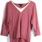 NortonMcnaugton Pink Women's Knit Long Sleeve Shirt Pullover V Neck 2X 004 NortonMcnaugton Pink Women's Knit Long Sleeve Shirt Pullover V Neck 2X 004