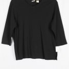 Merona Black V Neck Women's Top Blouse 3/4 Sleeve 18/20W 004