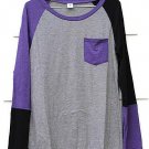 Gray Purple Black Fleece Long Sleeve Shirt Stretch Front Pocket Size M  019