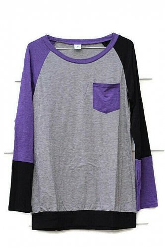 Gray Purple Black Fleece Long Sleeve Shirt Stretch Front Pocket Size M  019