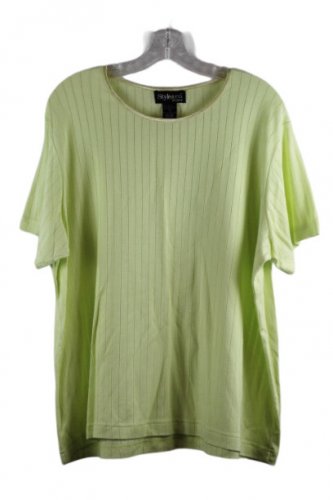 Style & Co Green Women's Casual Top Blouse Short Sleeve Pullover 1X 038