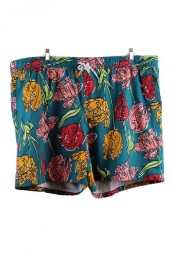 George Above The Knee Blue Green Floral Men's All Guy Swim Short 3XL 008