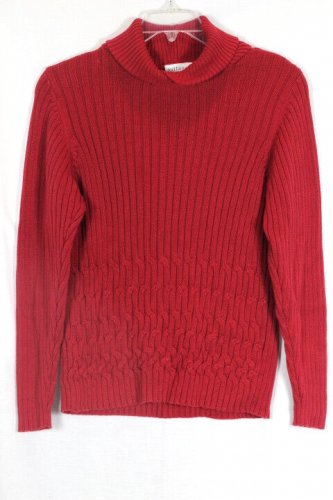 Villager by Liz Claiborne Red Ribbed Knit Pullover Long Sleeve Sweater 2 040