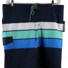 George Blue Stripe Men's Board Short At The Knee Quick Dry Stretch Large 013