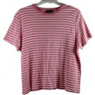 Style & Co Pink White Stripe Women's Casual Short Sleeve Shirt Pullover 2X 043