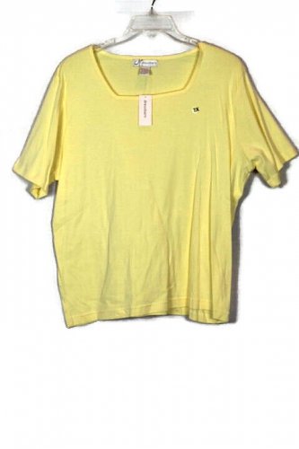 Dressbarn Yellow Women's Short Sleeve Top Shirt Pullover Size 2X 027