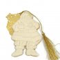 Lenox China Santa White Christmas Ornament with Gold Etched Toy Bag