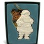 Lenox China Santa White Christmas Ornament with Gold Etched Toy Bag