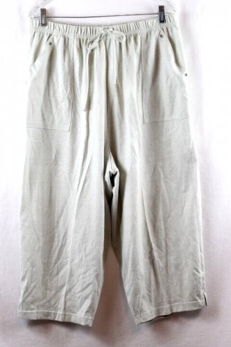 Dressbarn Light Green Women's Casual Cropped Pants Drawstring Pockets 22 056