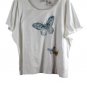 Emma James White Women's Short Sleeve Shirt Butterfly Pullover  3 057