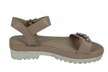 Celebrity NYC Ofelia Tan Women's Platform Sandals Strap Buckle Rhinestones 10M