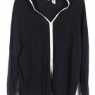 Emma James Ribbed Black Women's Long Sleeve Stretch Sweater Front Full Zip 2 013