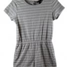 Forever 21 Gray White Striped Women's Romper Pull OnBack Button Closure Large 17