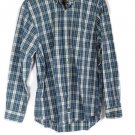 IZOD Blue Green Plaid Men's Dress Shirt Long Sleeve Button Down Medium  002