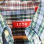 IZOD Blue Green Plaid Men's Dress Shirt Long Sleeve Button Down Medium  002