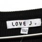 Love J Black Women's Ribbed Stretch Long Sleeve Shirt Round Neck Size M  016