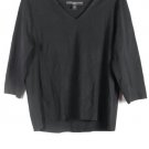 Josephine Chaus Black Stretch Women's 3/4 Shirt Pullover V Neck Size 1  019