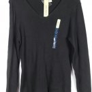 Cherokee Black Women's Long Sleeve Pullover Shirt V Neck 1X 033 W