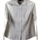 Apostrophe White Stripe Women's Dress Shirt Collared Long Sleeve Large 043 Apostrophe White Stripe Women's Dress Shirt Collared Long Sleeve Large 043