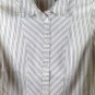 Apostrophe White Stripe Women's Dress Shirt Collared Long Sleeve Large 043