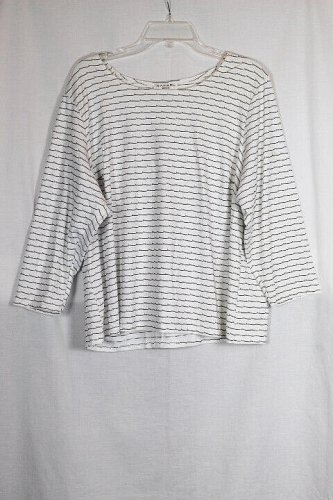 Rafael White Black Women's Stretch Pullover Long Sleeve Top Blouse 2X 036
