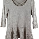 Ava James Tan Women's Long Sleeve Pullover Top Blouse Ruffle Bottom M 049