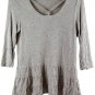Ava James Tan Women's Long Sleeve Pullover Top Blouse Ruffle Bottom M 049
