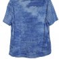 Terra & Sky Striped White Blue Women's Short Sleeve Shirt V Neck 20W-22W 036