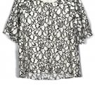 Gibson Latimer White Black Women's Lace Floral Top Blouse Lined XL 042
