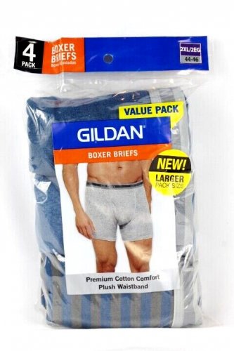 Gildan Value 4 Pack Men's Boxer Briefs Cotton Comfort Plush Waistband 2XL
