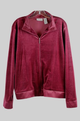 Jaclyn Smith Iridescent Red Women's Sweatshirt Front Zip Closure Large 010