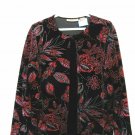 Notations Built in Cami/Tank Blazer Velvety Black Red Sparkles Floral XL  004