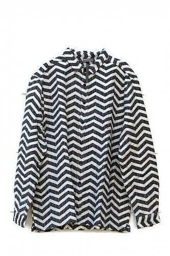 Asos Multicolored Women's Knit Long Sleeve Shirt Collared Chevron Pattern 2XL 19